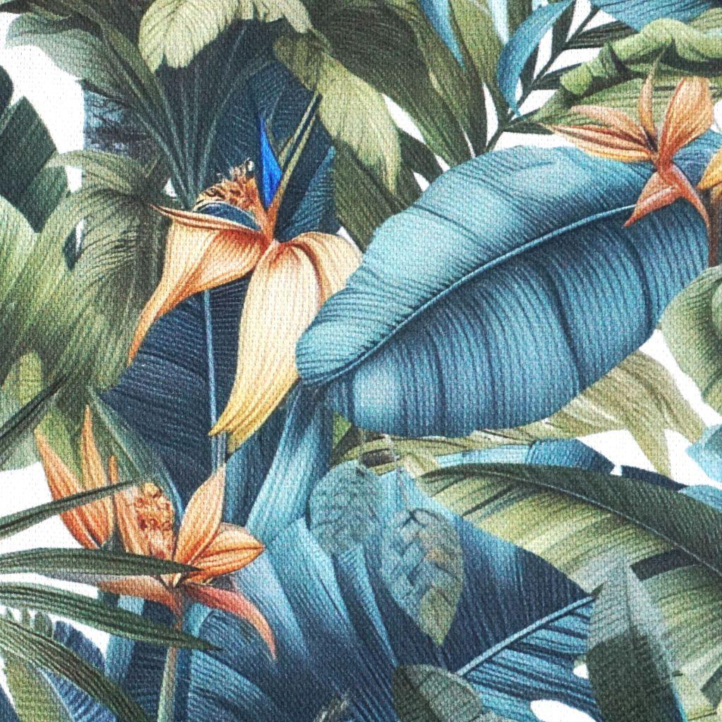 Dekostoff Halbpanama Dschungel grün petrolblau