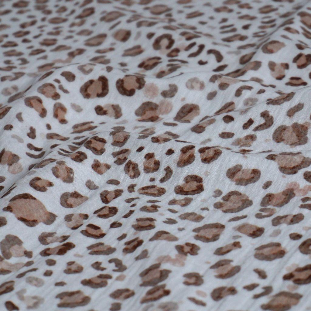 Musselin Double Gauze Leo Animalprint braun ecru