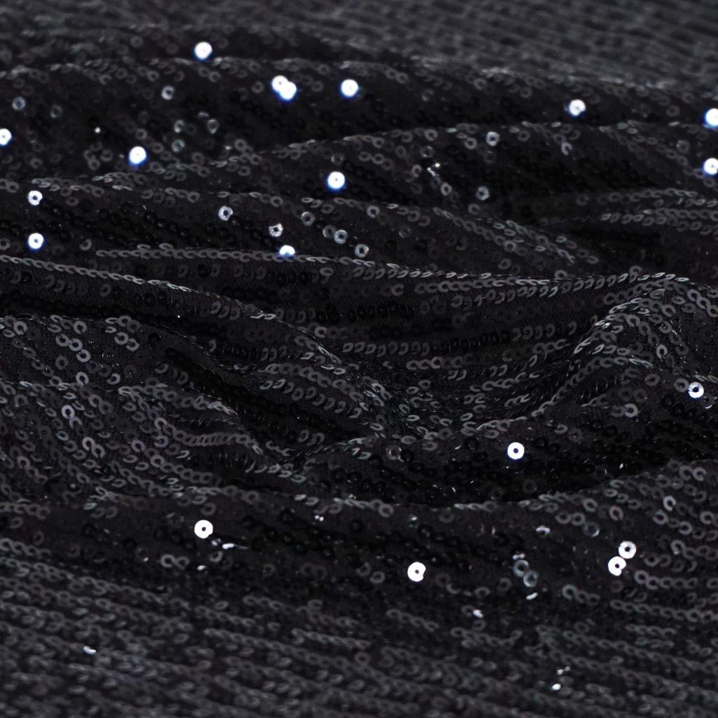 Paillettenstoff Mesh mit kleinen Pailletten allover schwarz