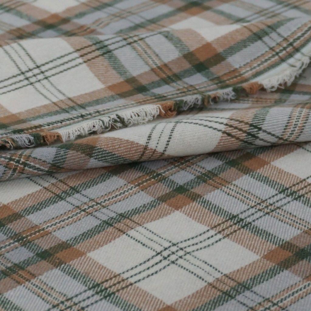 Flanell Baumwolle Karo beige grün