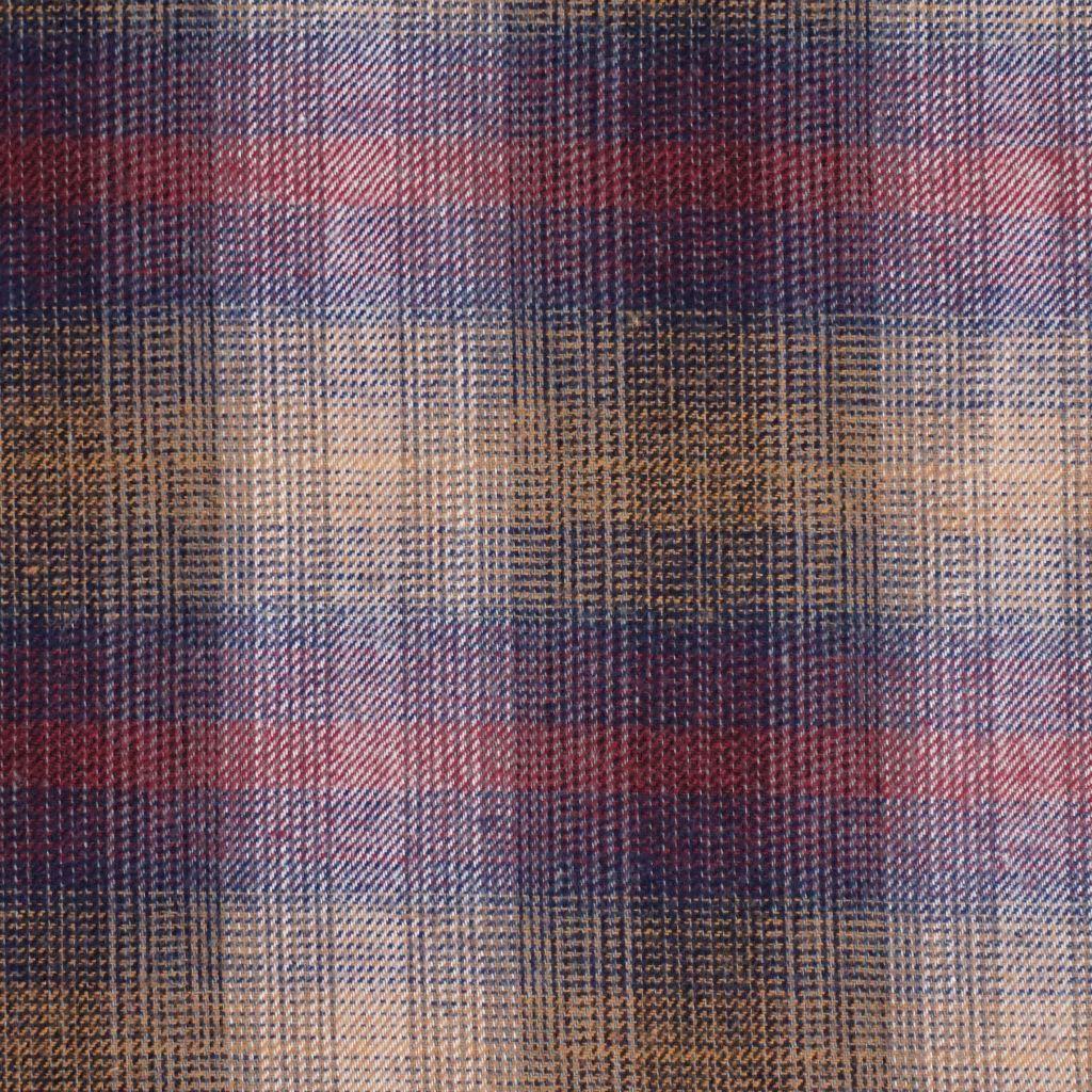 Flanell Baumwolle Karo bunt melange lila ocker blau rot