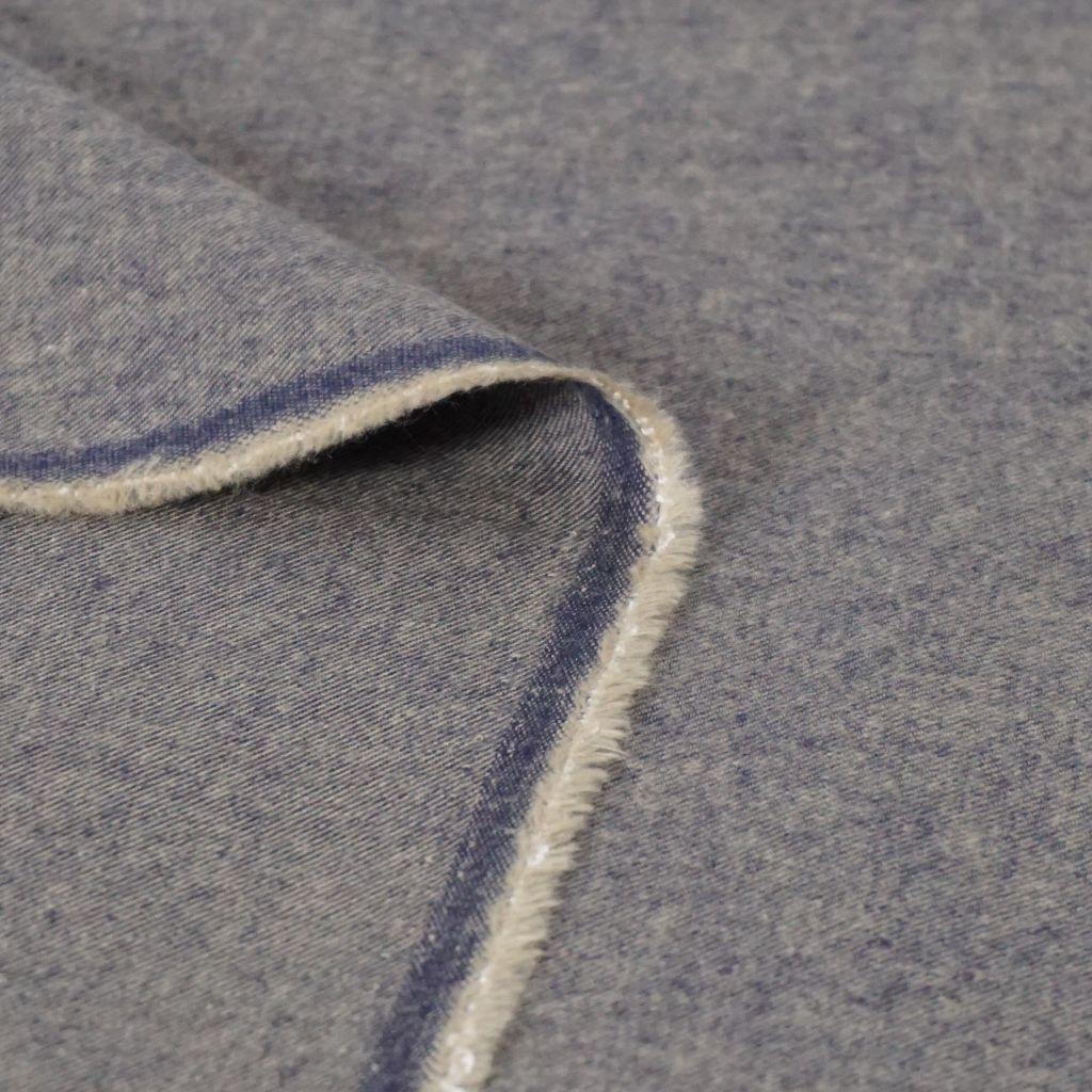 Flanell Baumwolle uni melange beige dunkelblau