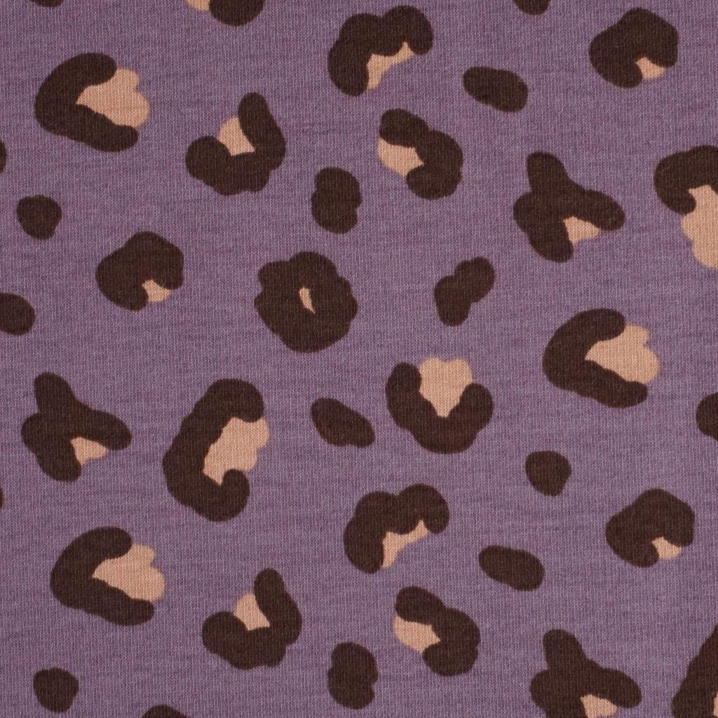 French Terry Leo Animalprint pflaumenviolett