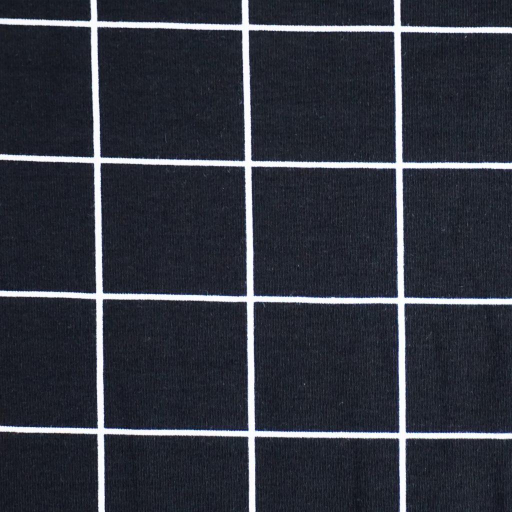Baumwolljersey Quadrate Karolinien Squares schwarz weiß