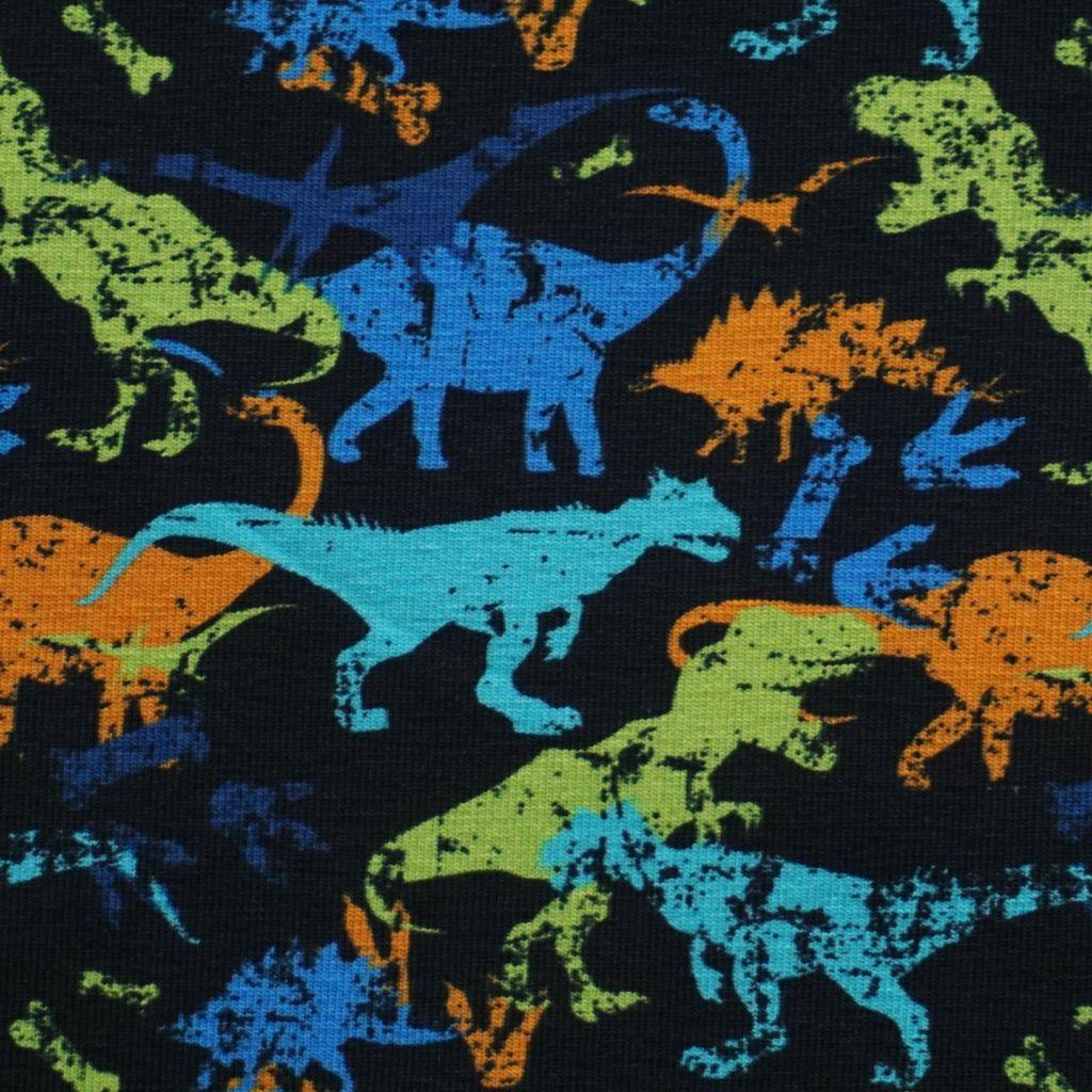 REST Baumwolljersey Dinosaurier grün orange blau