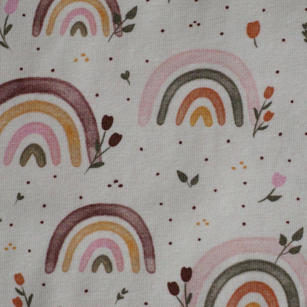 Baumwolljersey Regenbogen Blumen pastell – FVJ