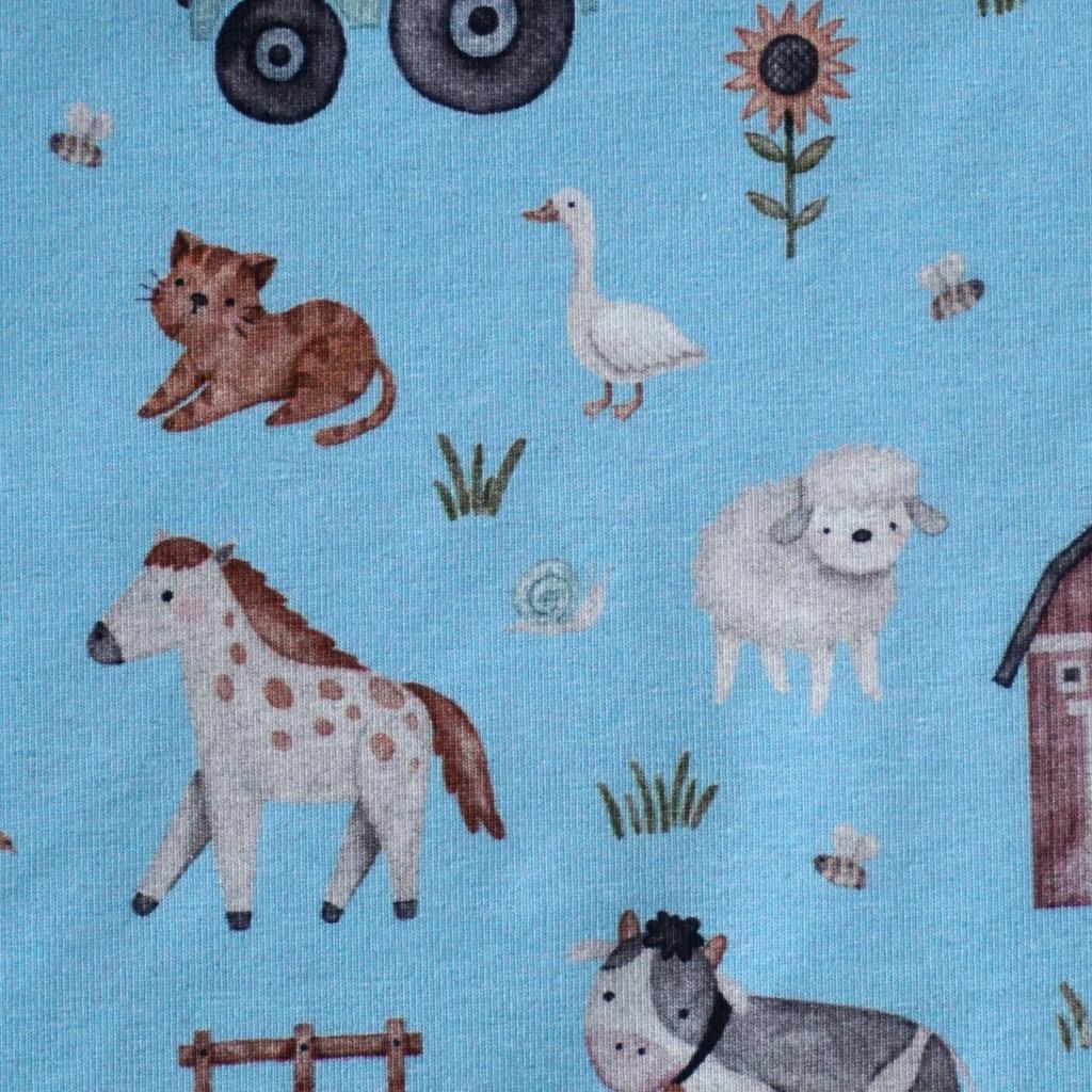 Baumwolljersey Bauernhoftiere hellblau – FVJ
