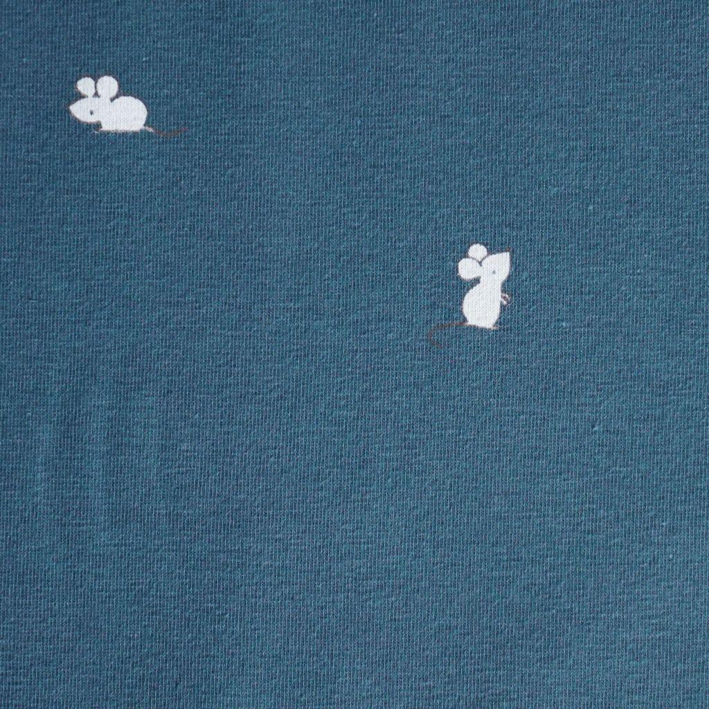Baumwolljersey kleine Mäuse auf indigoblau