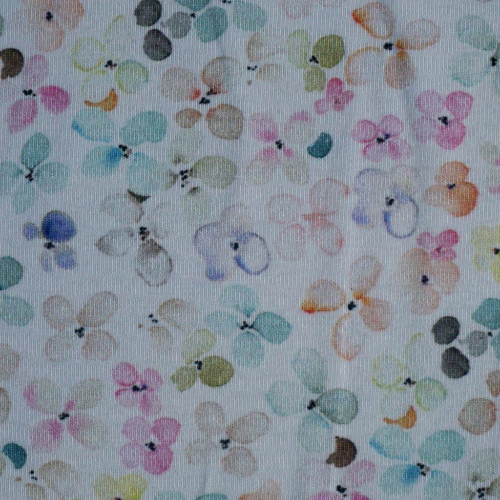 Baumwolljersey Blüten allover pastell bunt – FVJ