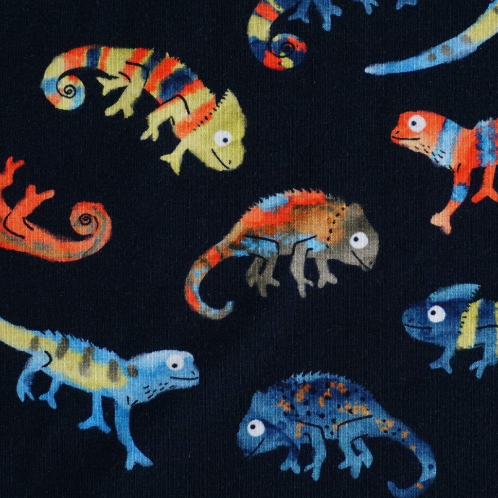 Baumwolljersey bunte Chamäleons