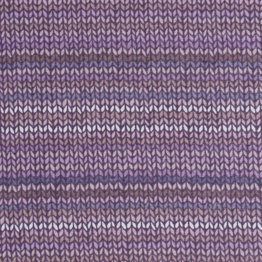 REST Baumwolljersey Digitaldruck Strickmuster flieder Lila
