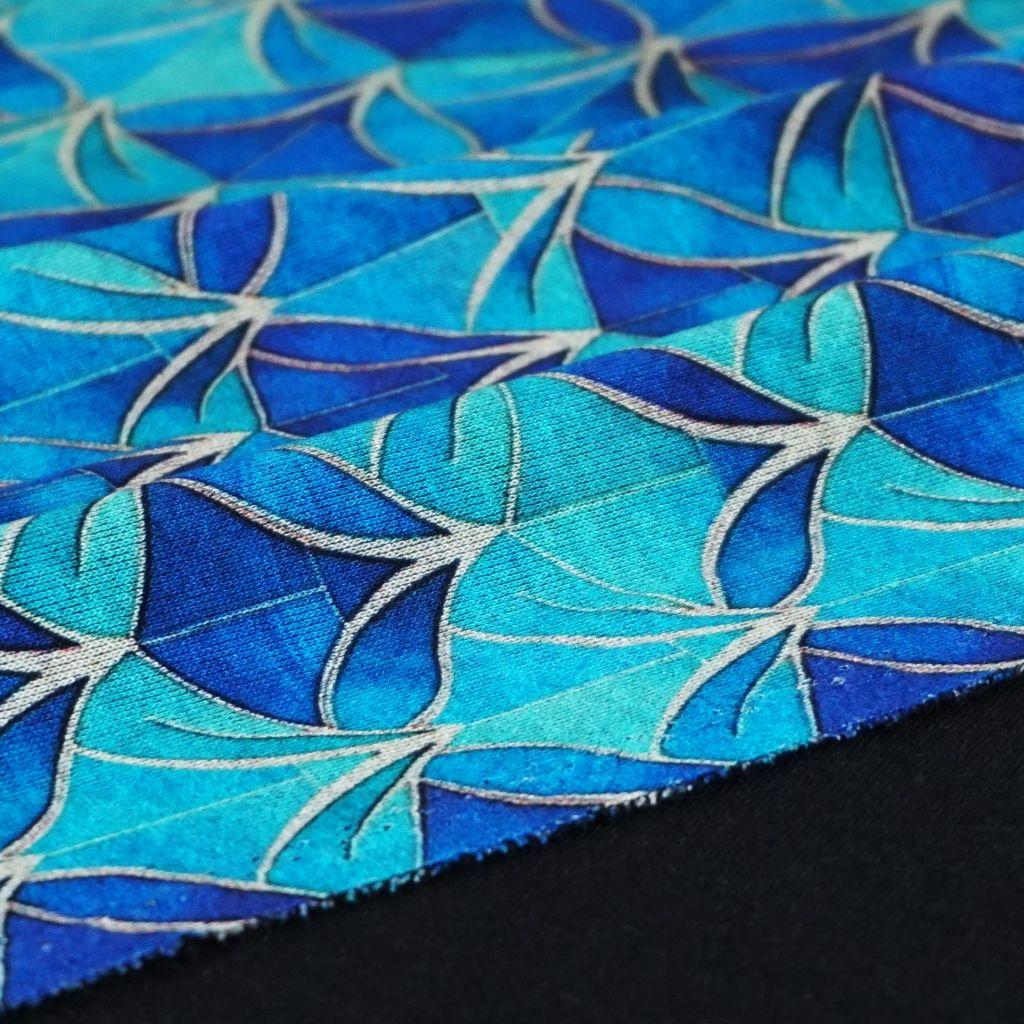 Romanitjersey Feinstrick Ornamente geometrisch Türkistöne