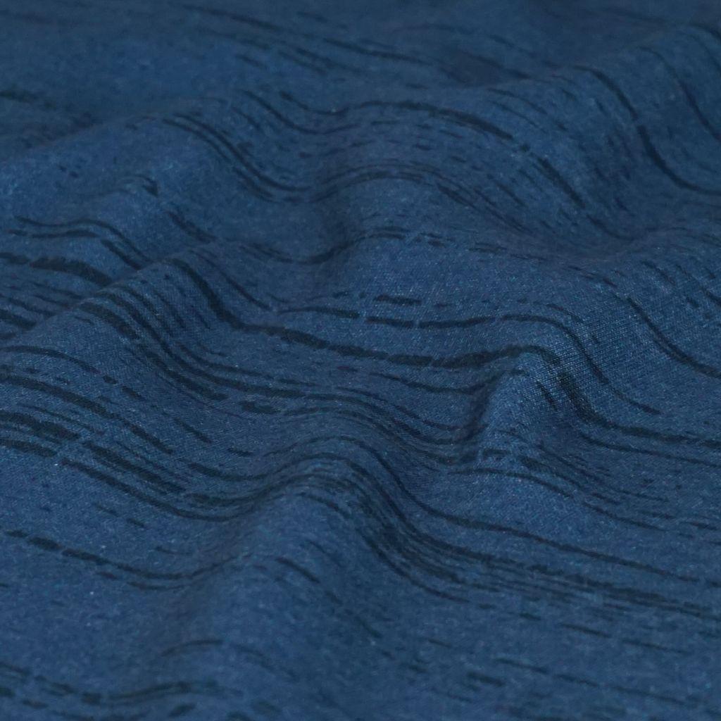 Sweat Stoff bedruckt unregelmäßige Streifen jeansblau