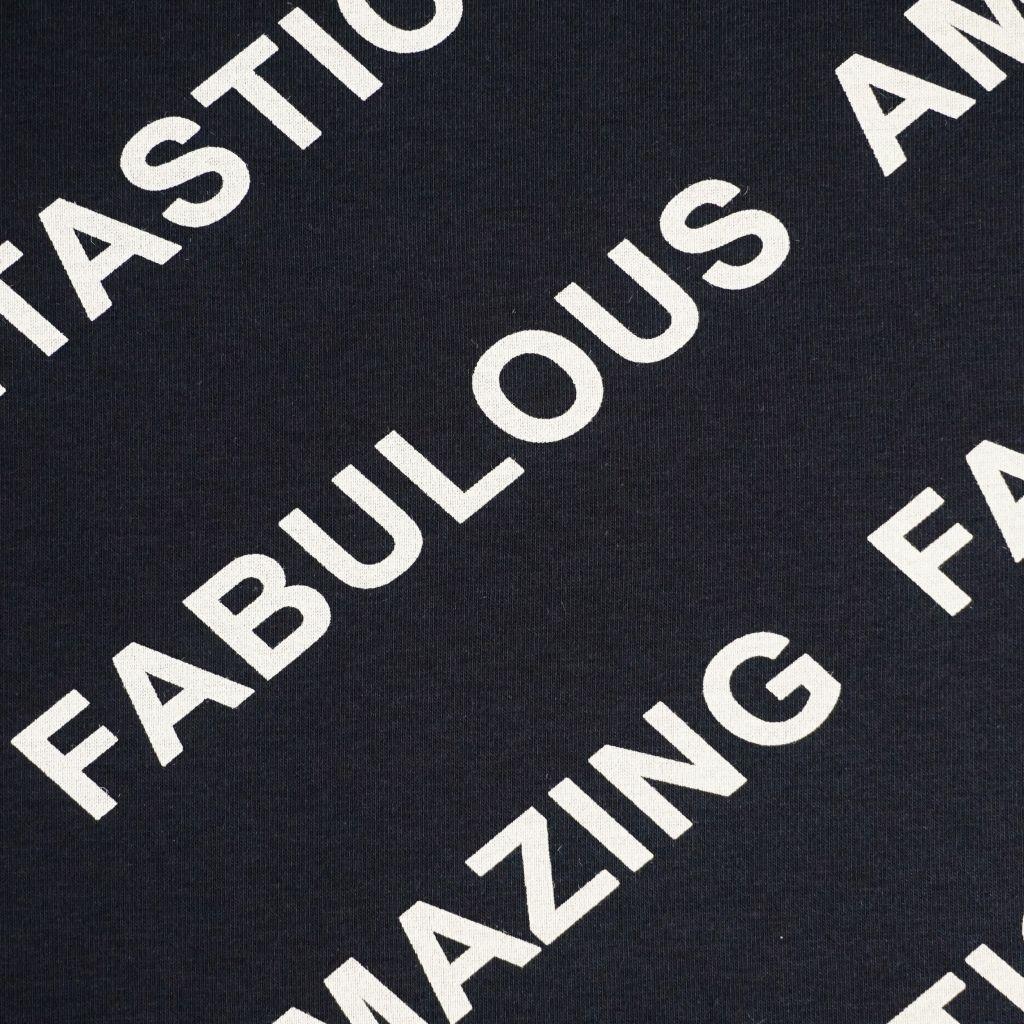Sweat Stoff Textprint Amazing schwarz ecru - Bio