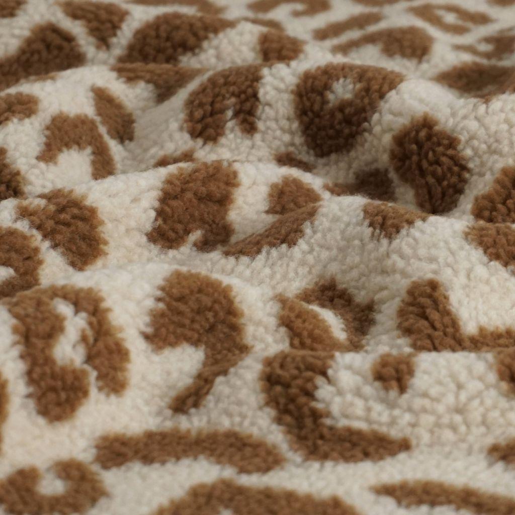 Teddyplüsch Leopardenmuster beige braun