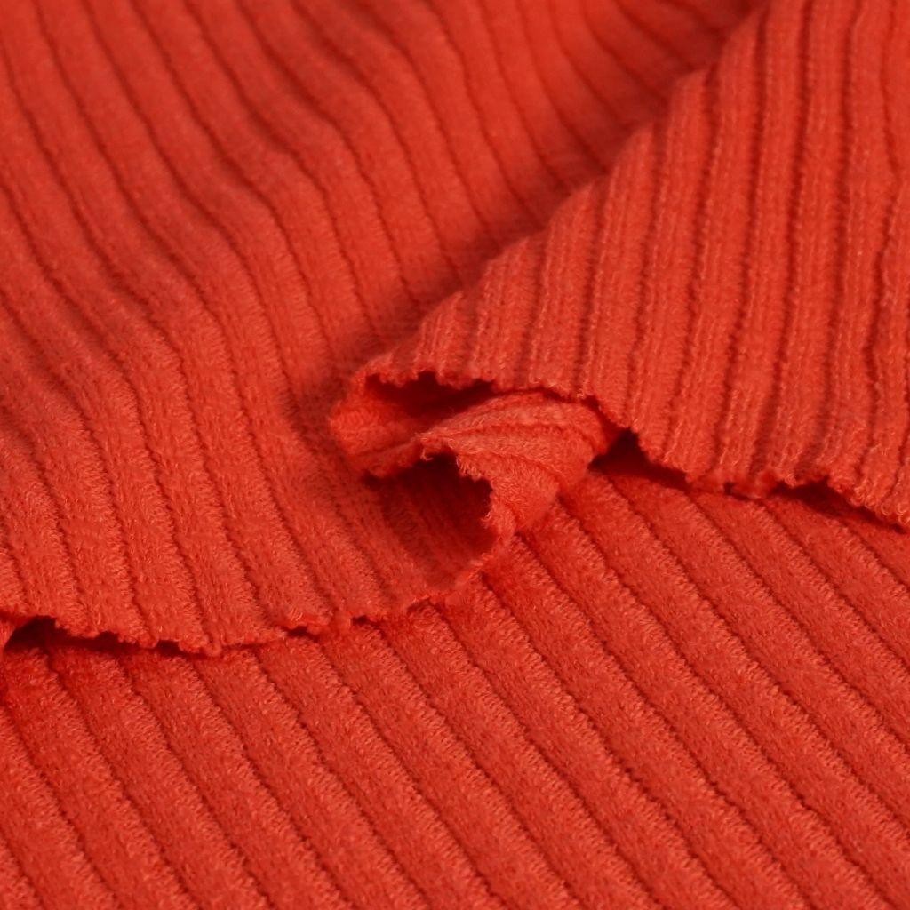 Vintage Strickstoff Längsrippe rotorange