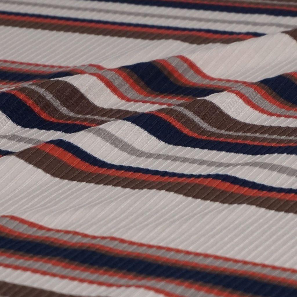 Rippjersey Streifen beige rot blau