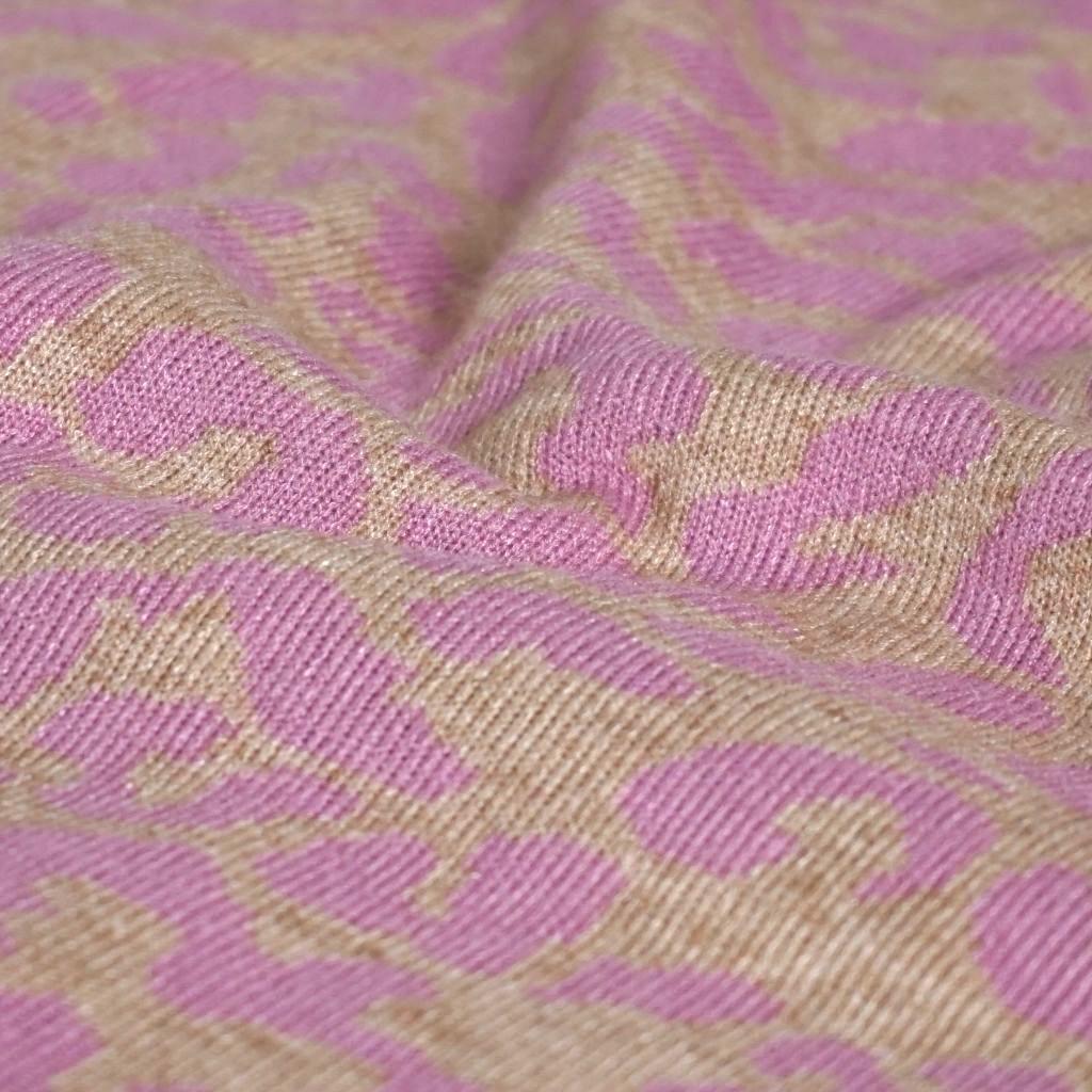 Feinstrick Strickstoff Jacquard Leo rosa beige