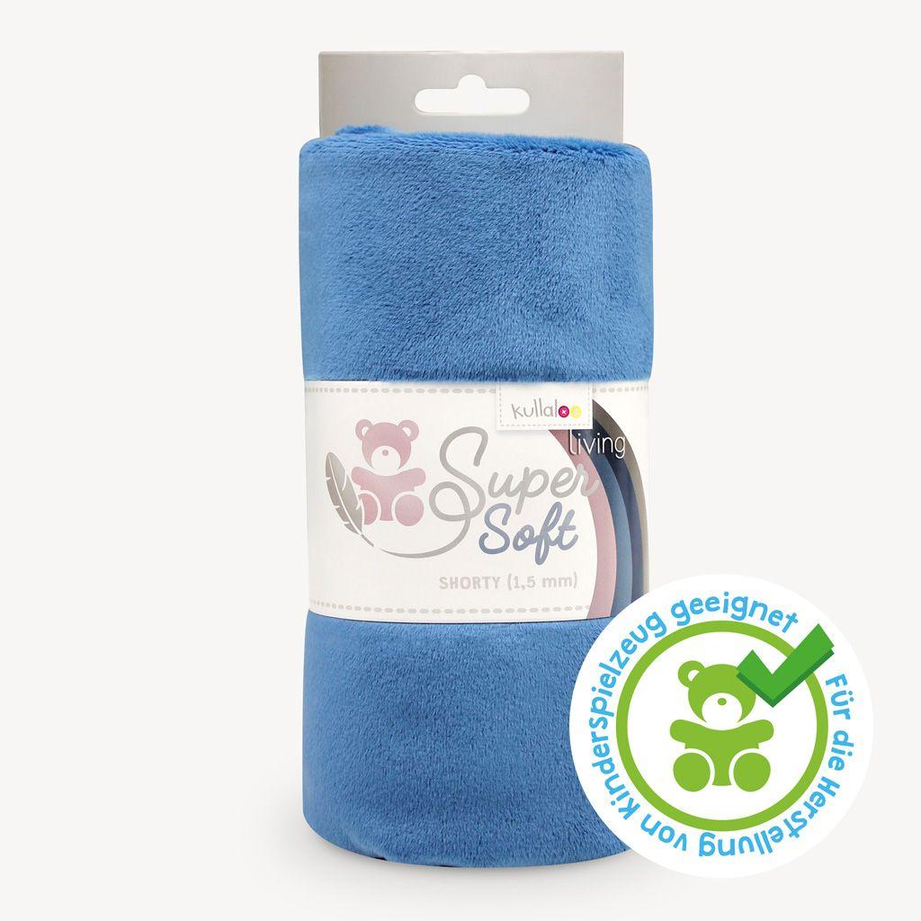 Plüschstoff Shorty uni 75x100cm rauchblau – Kullaloo