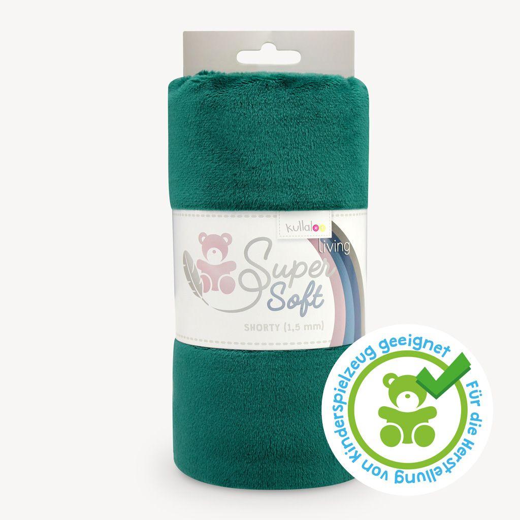 Plüschstoff Shorty uni 75x100cm smaragdgrün – Kullaloo