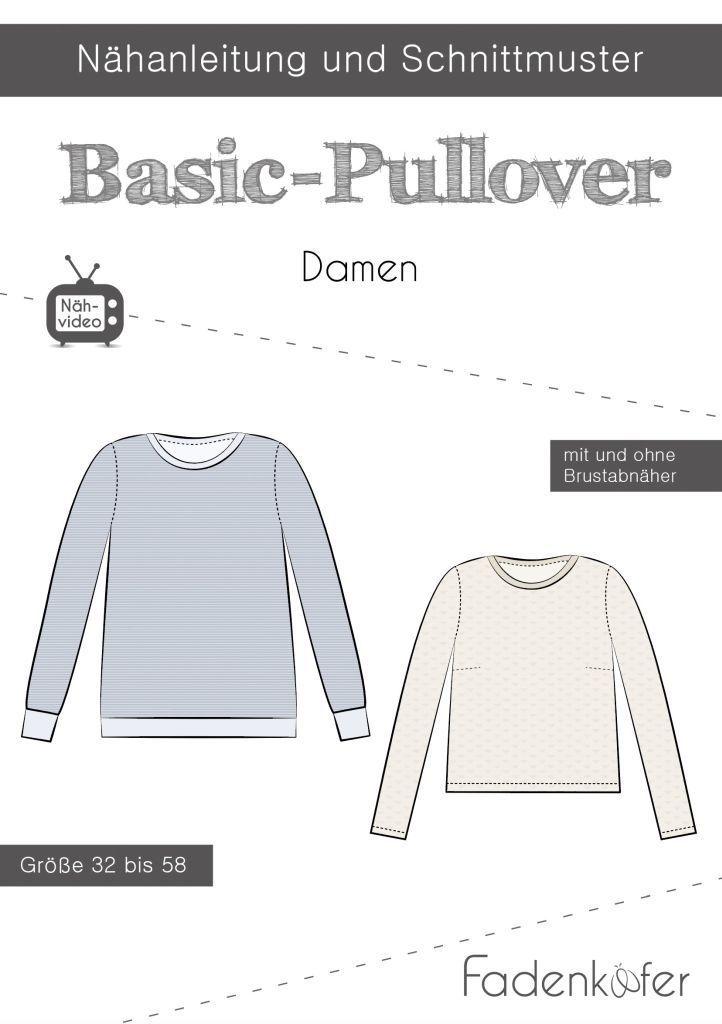 Papierschnittmuster Basic-Pullover Gr. 32-58