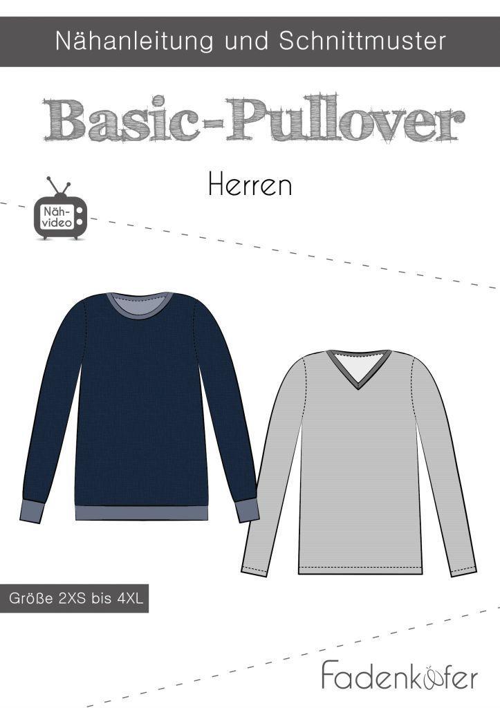 Papierschnittmuster Männer Basic-Pullover Gr. 2XS-4XL