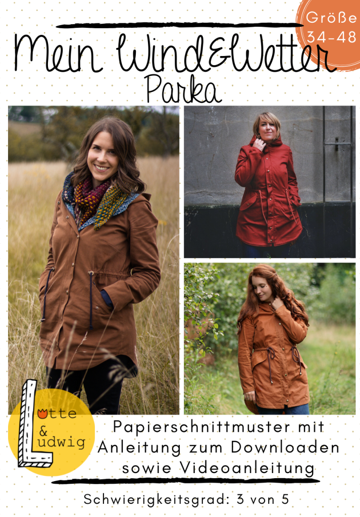 Papierschnittmuster Wind-& Wetter Parka Gr. 34-48