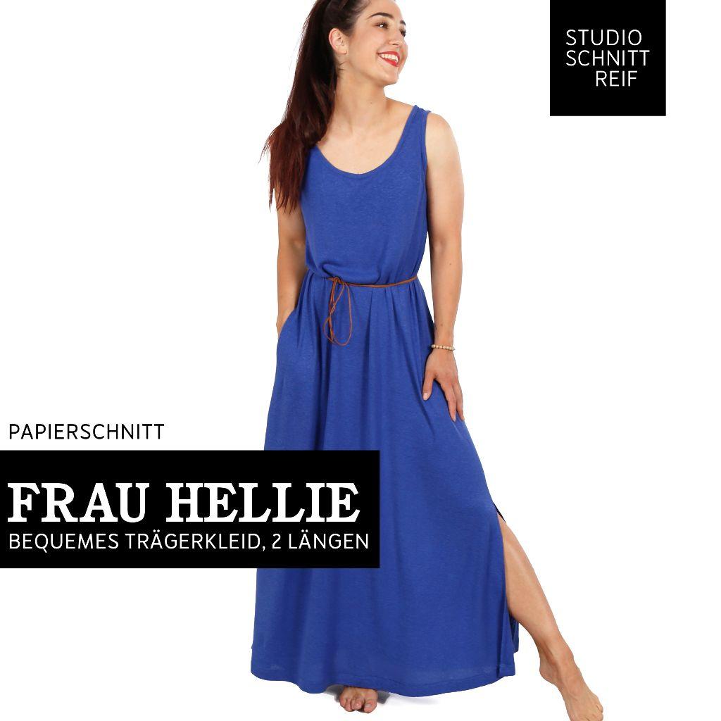 Papierschnittmuster Langes Trägerkleid  Frau Hellie XS-XXL