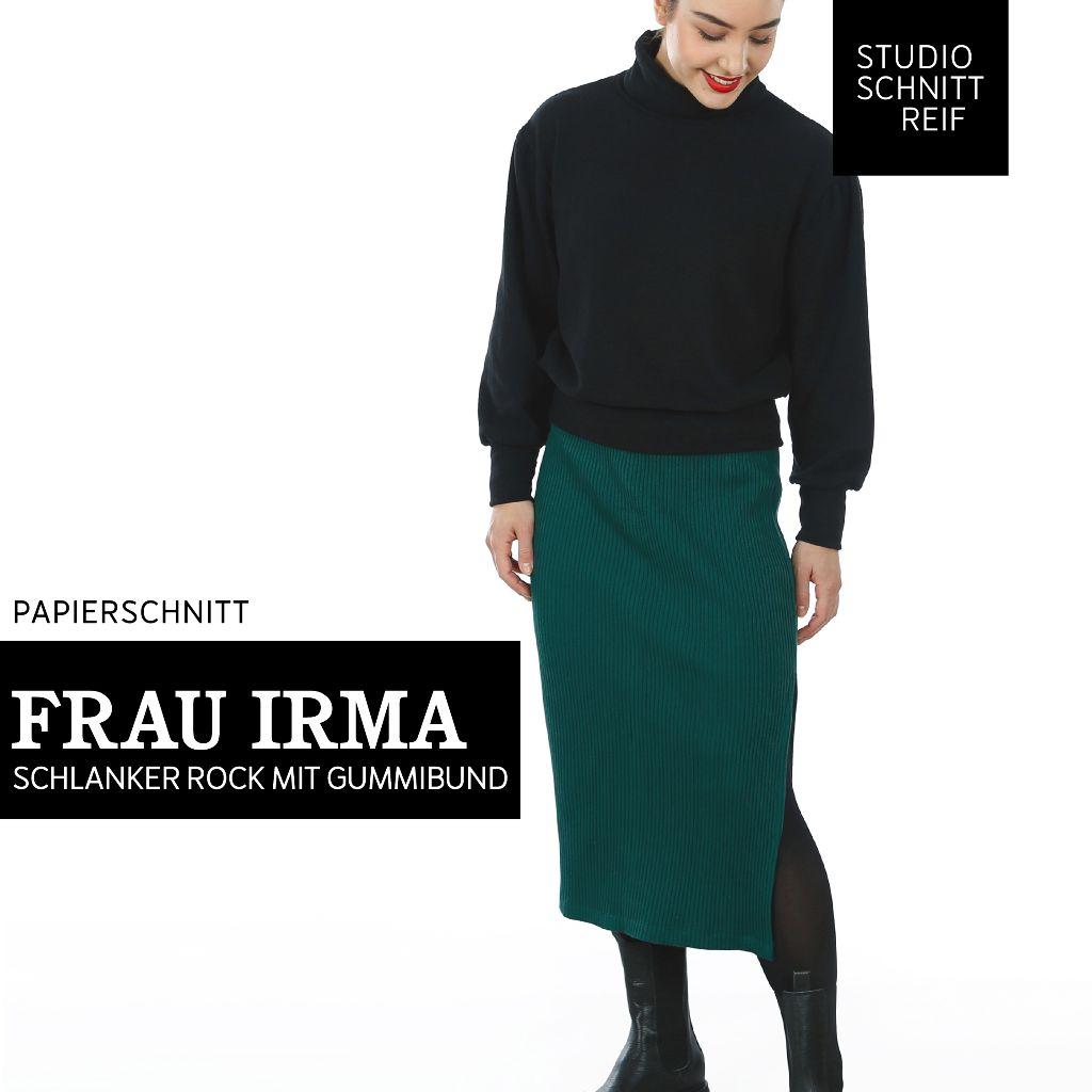 Papierschnittmuster Sweatrock mit Schlitz Frau Irma XS-XXL