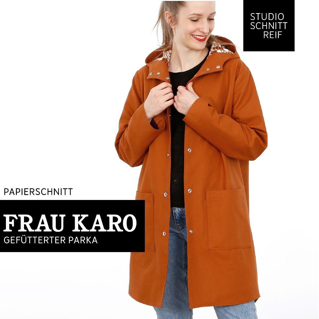 Papierschnittmuster gefütterter Parka Frau Karo XS-XXL