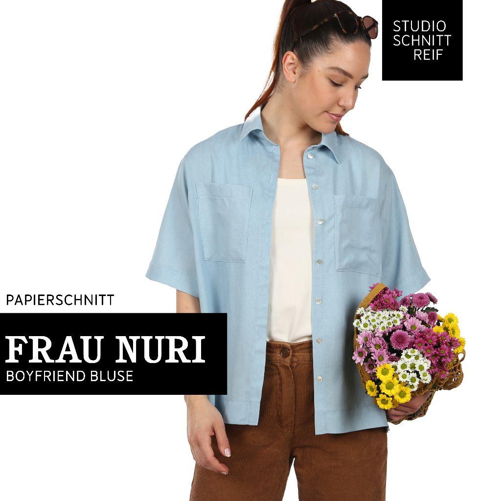 Papierschnittmuster Boyfriend Kurzarmbluse Frau Nuri XS-XXL