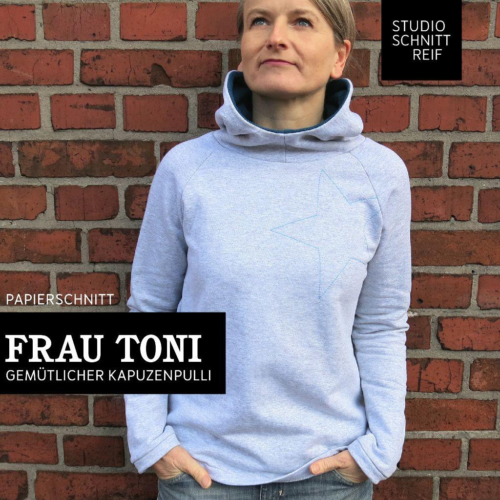 Papierschnittmuster Kapuzenpulli Frau Toni XS-XL