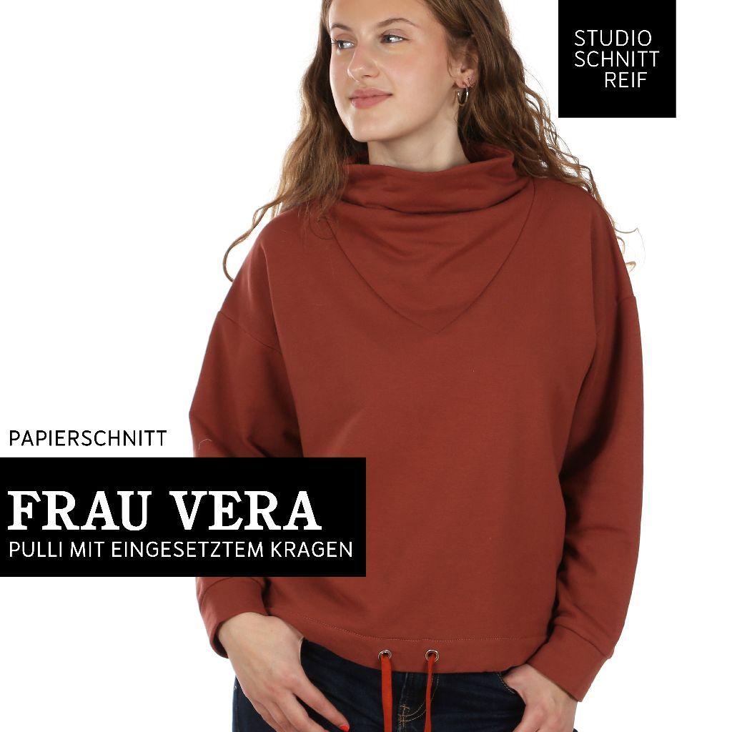 Papierschnittmuster Pullover mit Kragen Frau Vera XS-XXL