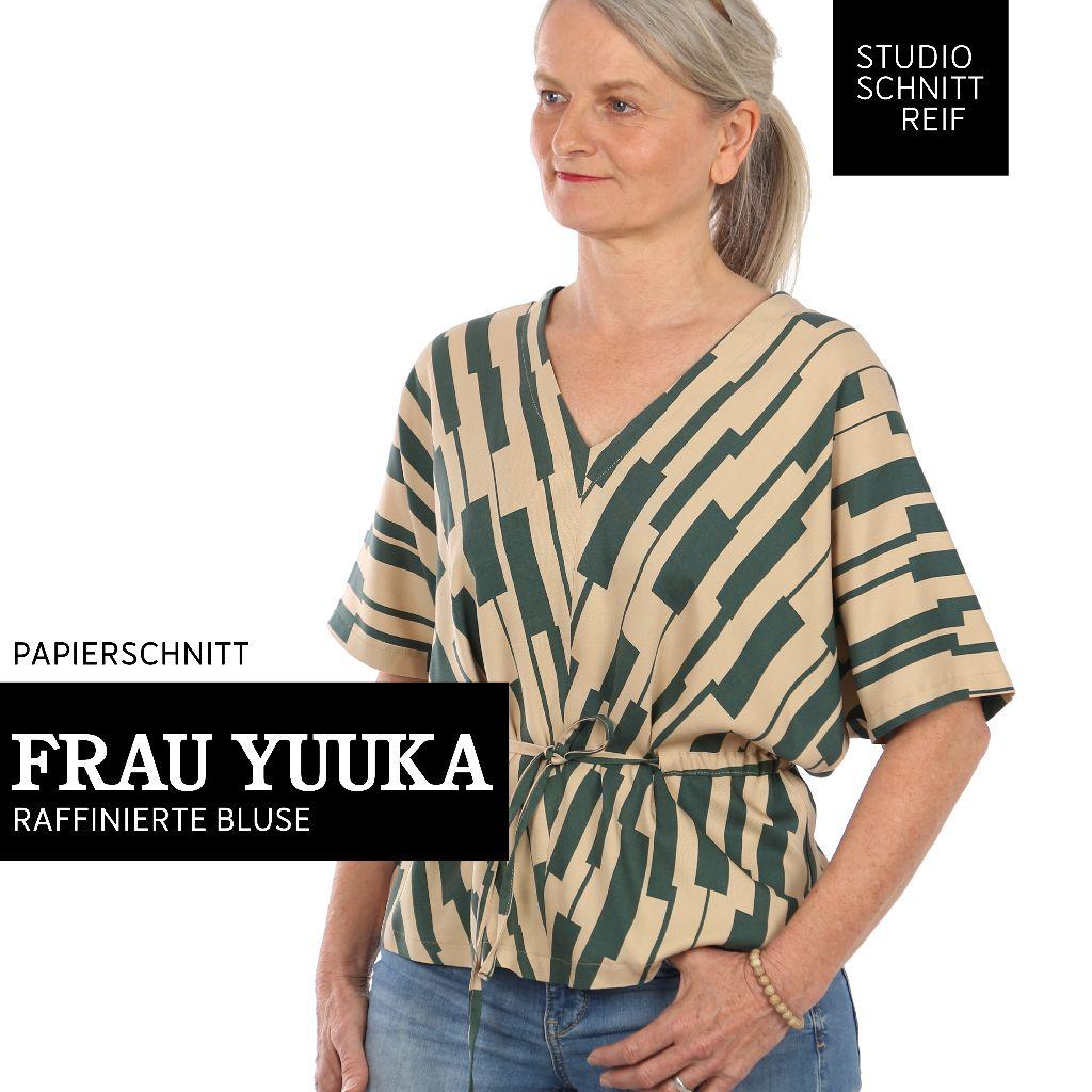 Papierschnittmuster Bluse mit Gürtelband Frau Yuuka XS-XXL