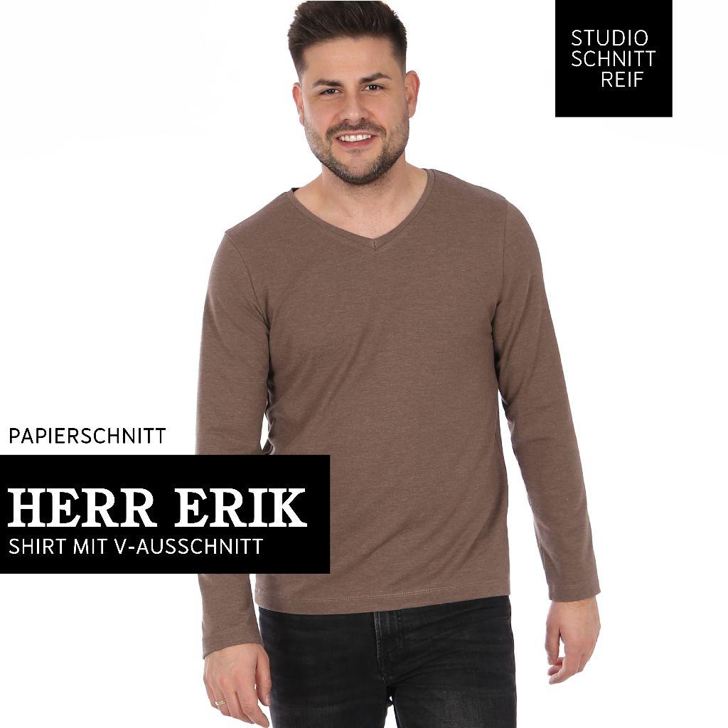 Papierschnittmuster Männer Shirt mit V-Ausschnitt Herr Erik