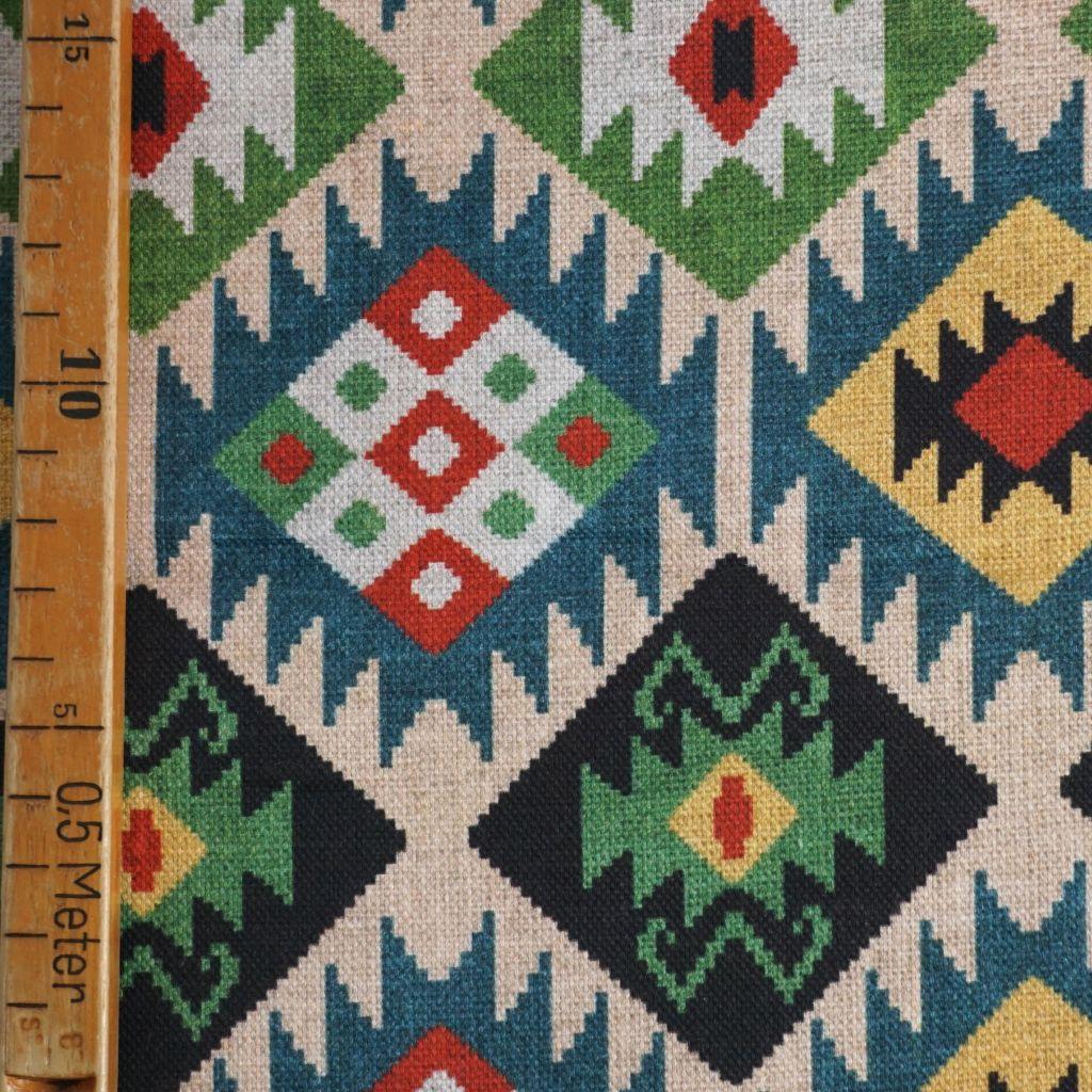 Preview: Dekostoff Halbpanama Ikatstil Muster Weboptik bunt