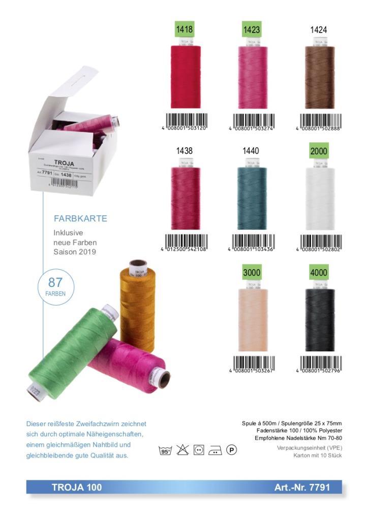 Nähfaden Allesnäher Troja No.100 500m Pappspule