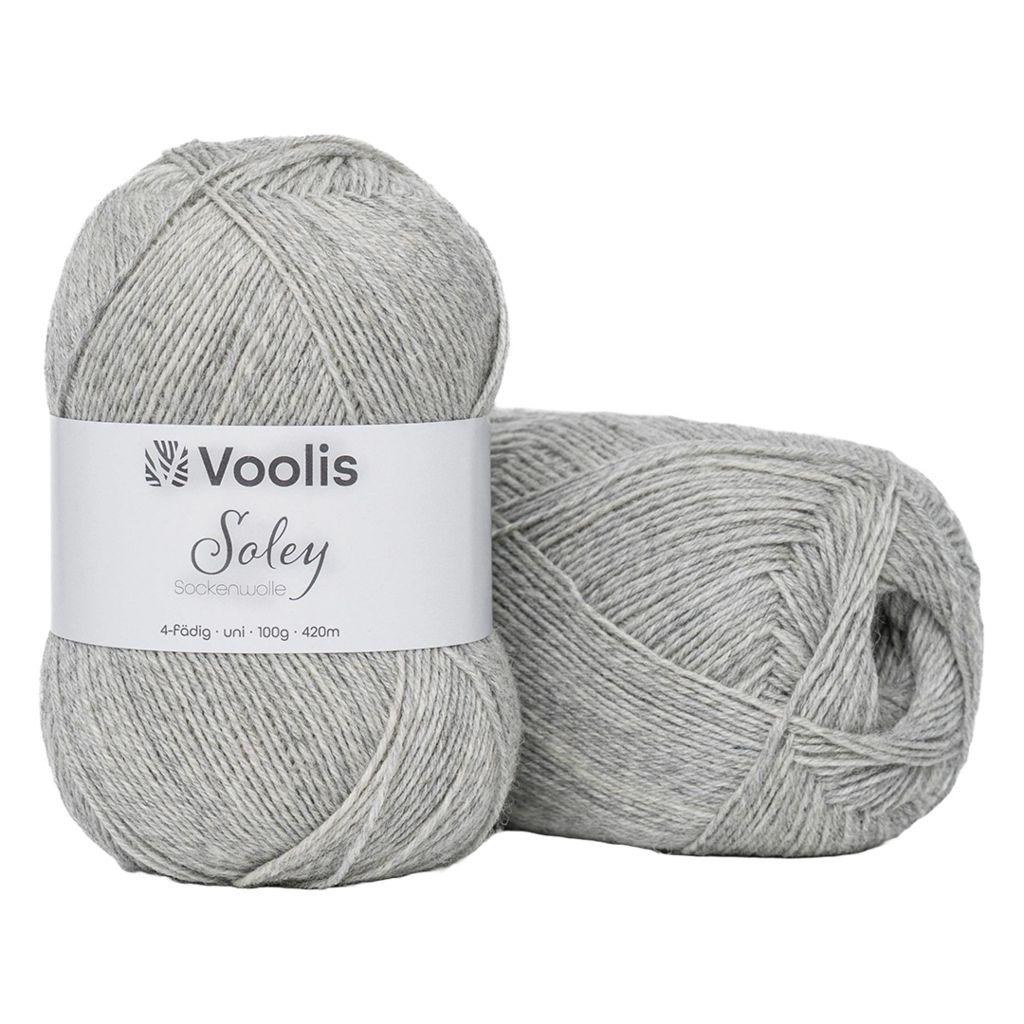Sockenvolle Soley 4-fädig 75% Schurwolle 100g uni silbergrau