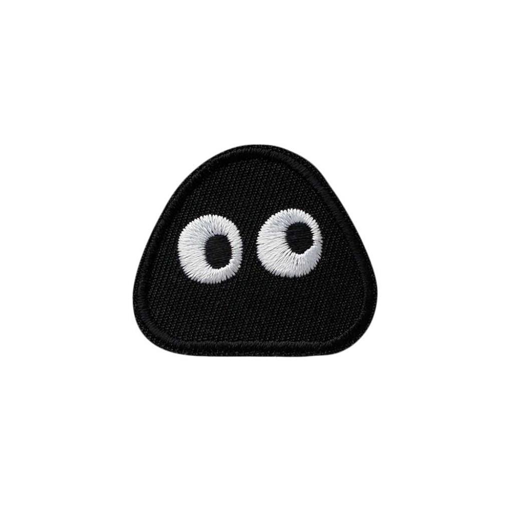 Bügelbild Applikation Form Hügel mit Augen schwarz
