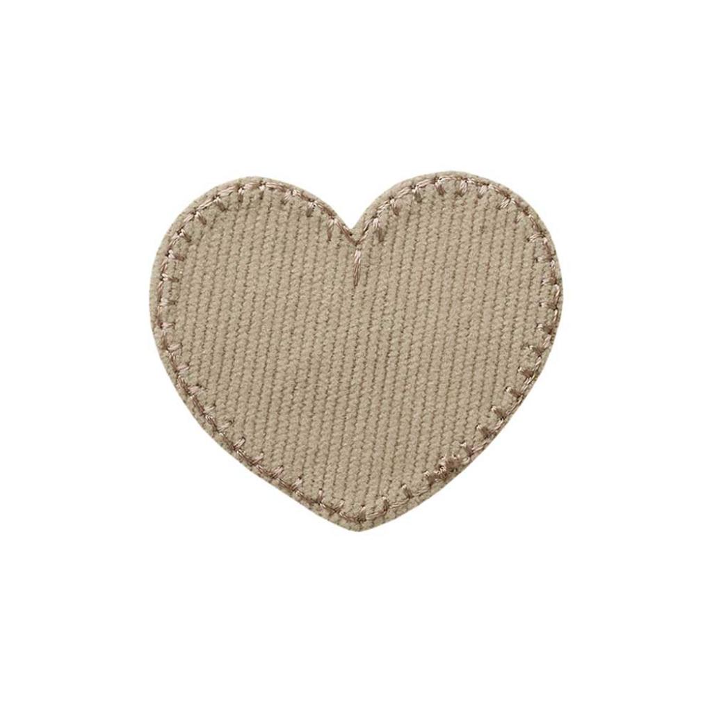 Bügelbild Applikation Herz Cord beige