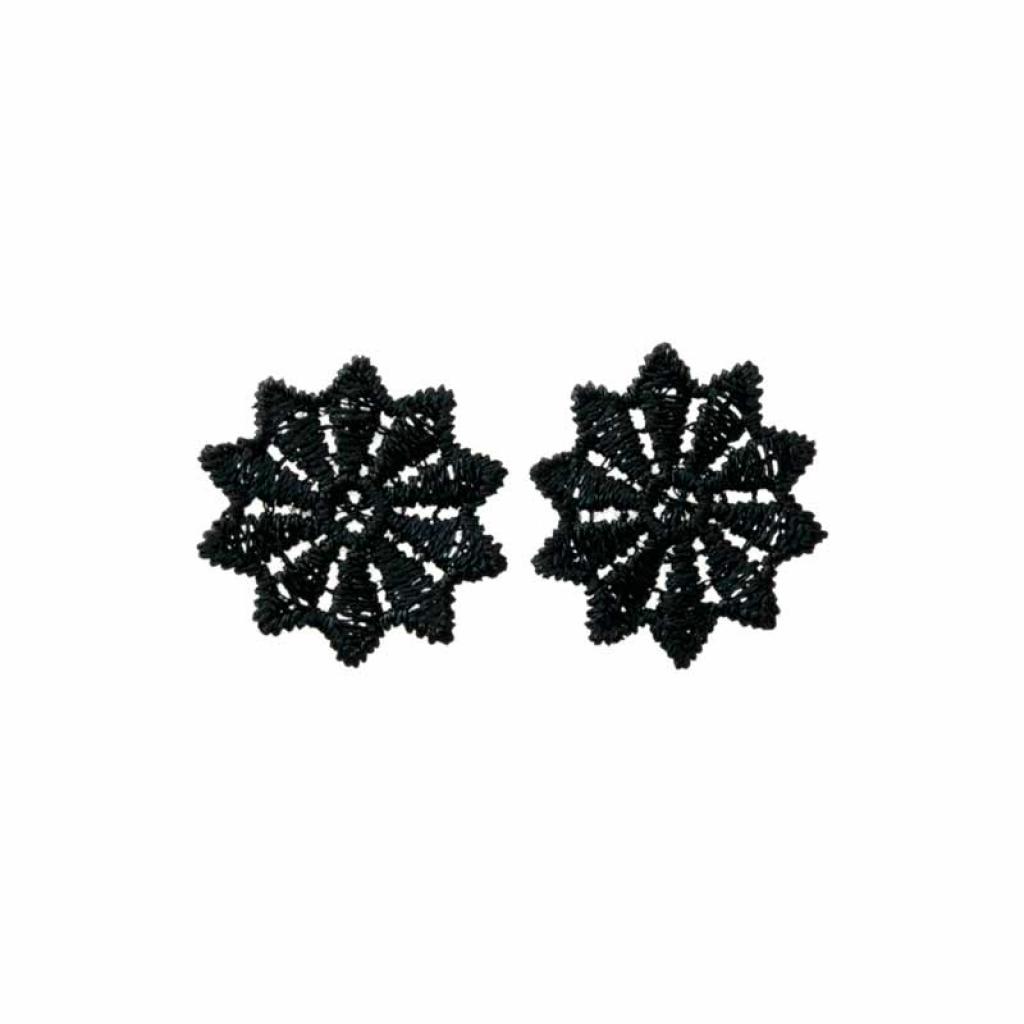 Bügelbild Applikation Häkelblume Rosette schwarz 2er Set