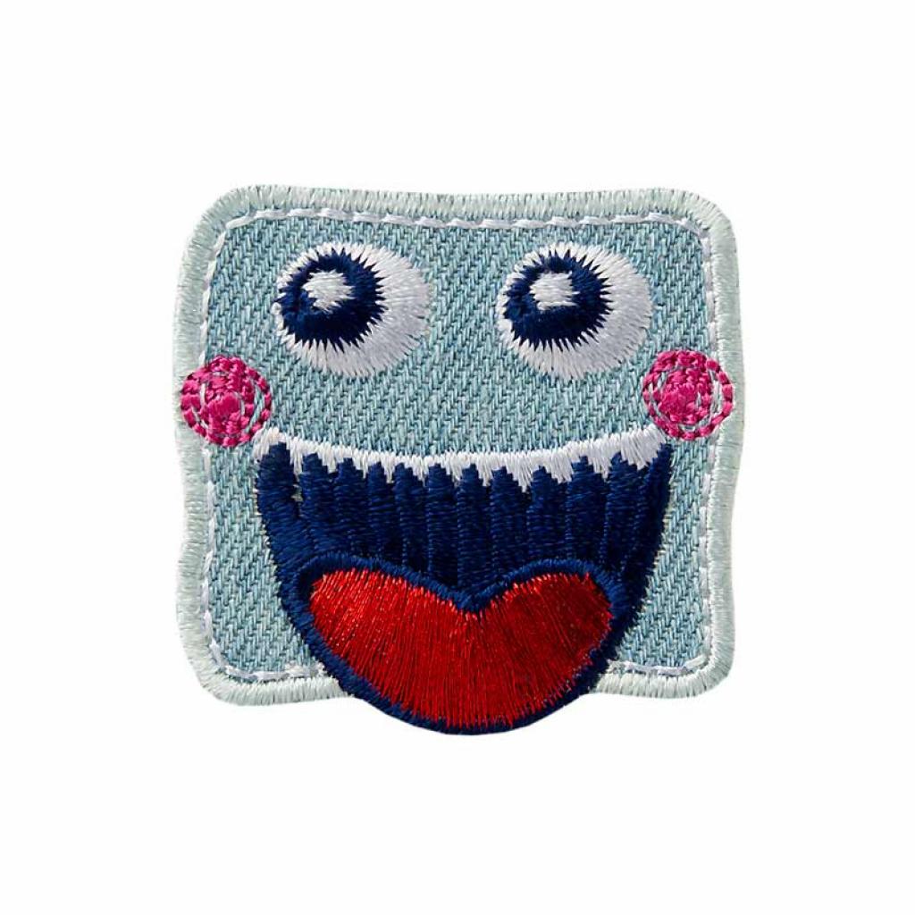Bügelbild Applikation Jeansmonster Gesicht