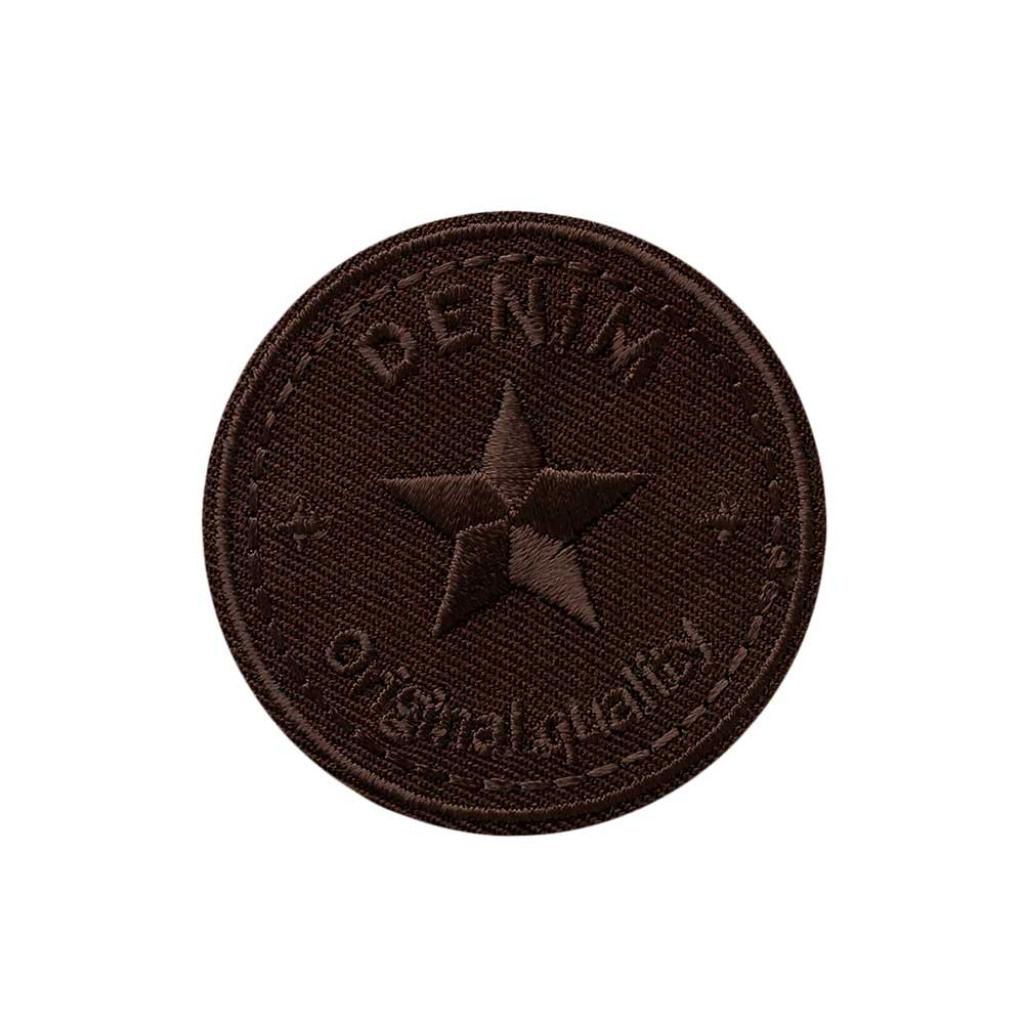 Bügelbild Applikation Patch rund "Denim original" braun