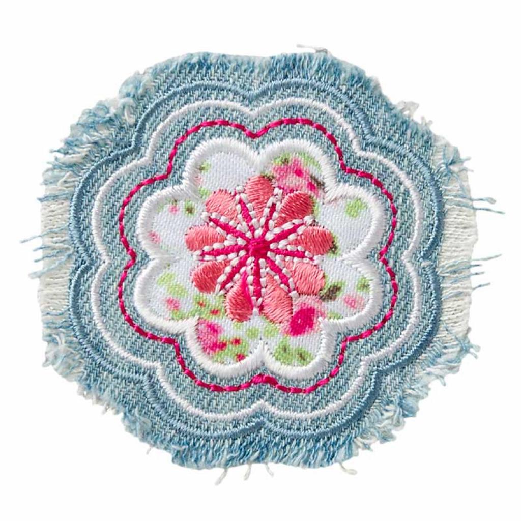 Bügelbild Applikation Jeansblume