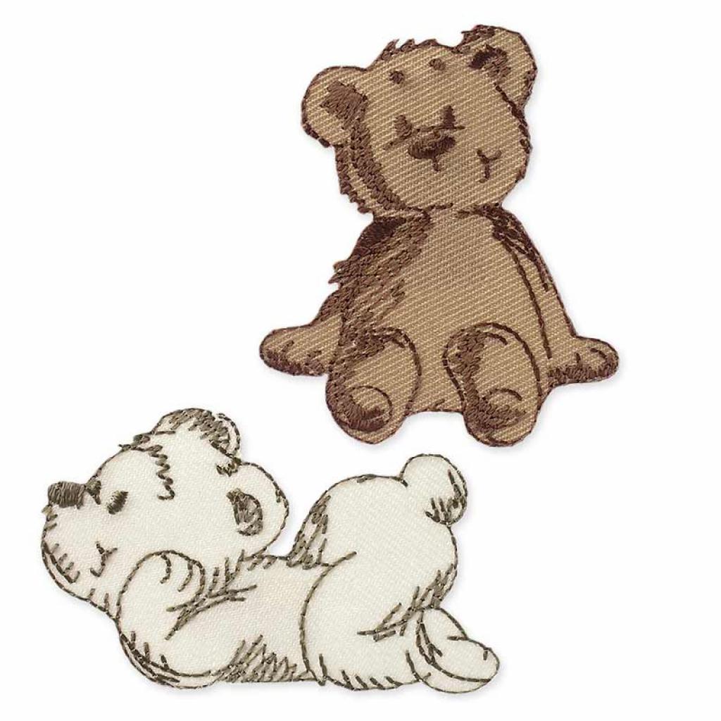 Bügelbild Applikation Bärchen Teddys braun beige 2er Set