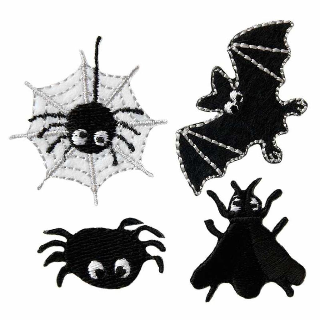 Bügelbild Applikation Halloweenmotive Spinne 4er Set