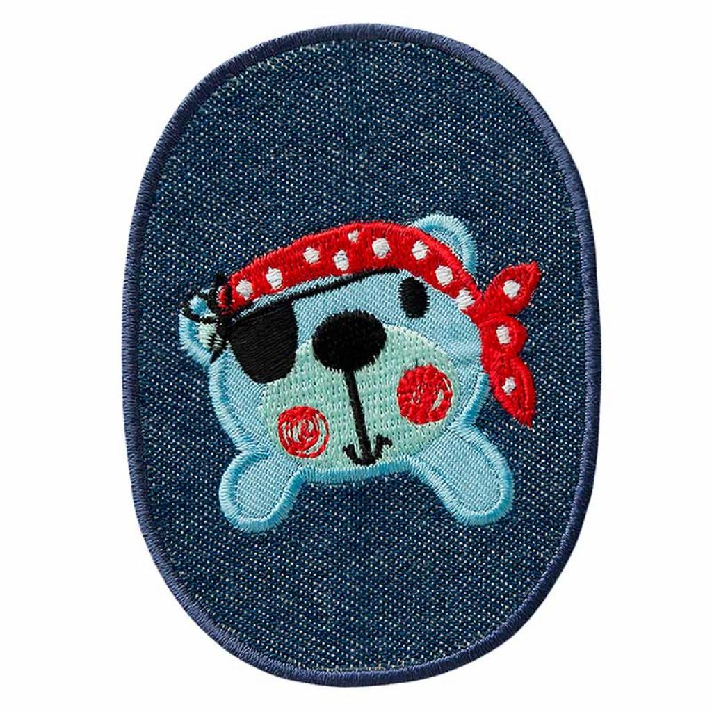 Bügelbild Applikation Jeanspatch mit Piratenbär