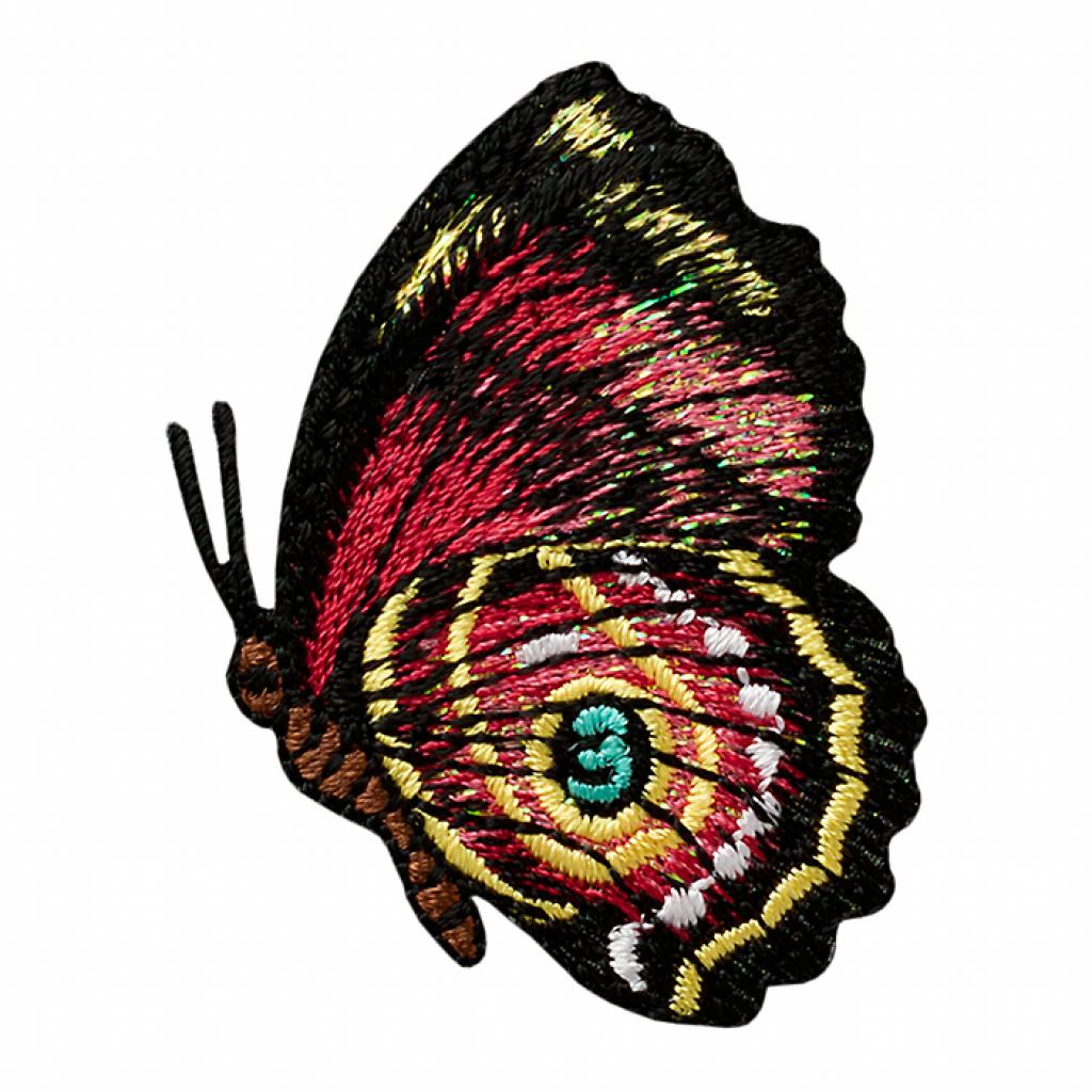 Bügelbild Applikation Schmetterling mit Glitzer rot