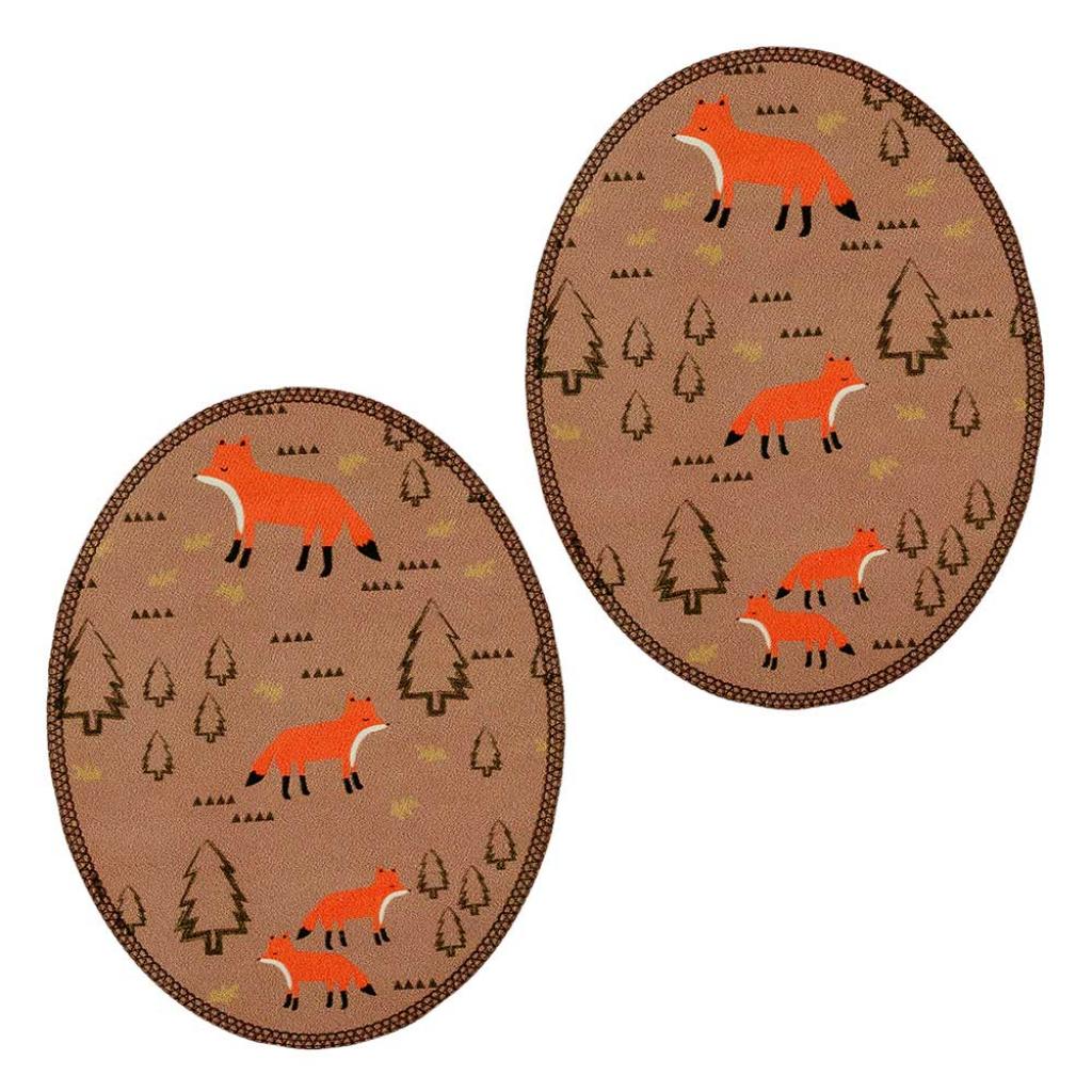 Bügelbild Applikation Patch Fuchs braun 2er Set