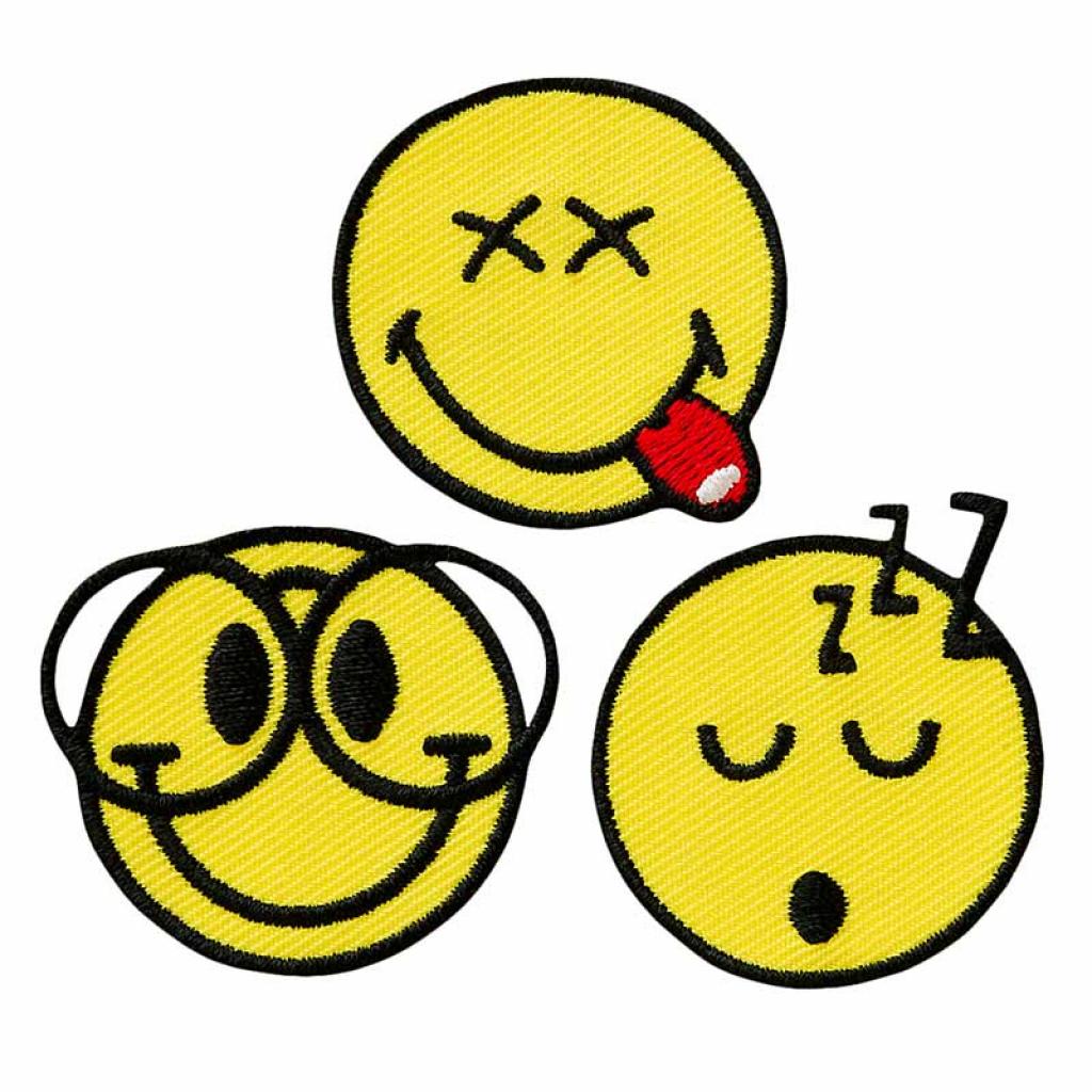Bügelbild Applikation Smiley Nerds 3er Set